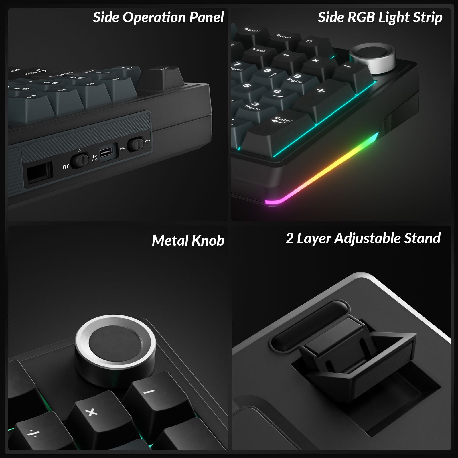 Solakaka Ki99pro 3-Mode RGB Mechanical Keyboard, Gray-Blue V1300-KI99PRO-GRA-BLUE