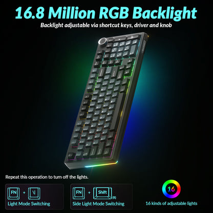 Solakaka Ki99pro 3-Mode RGB Mechanical Keyboard, Gray-Blue V1300-KI99PRO-GRA-BLUE