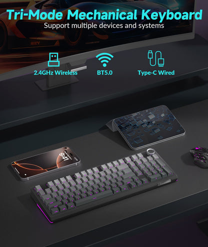 Solakaka Ki99pro 3-Mode RGB Mechanical Keyboard, Gradient-Gray V1300-KI99PRO-GRADIENT-GRAY