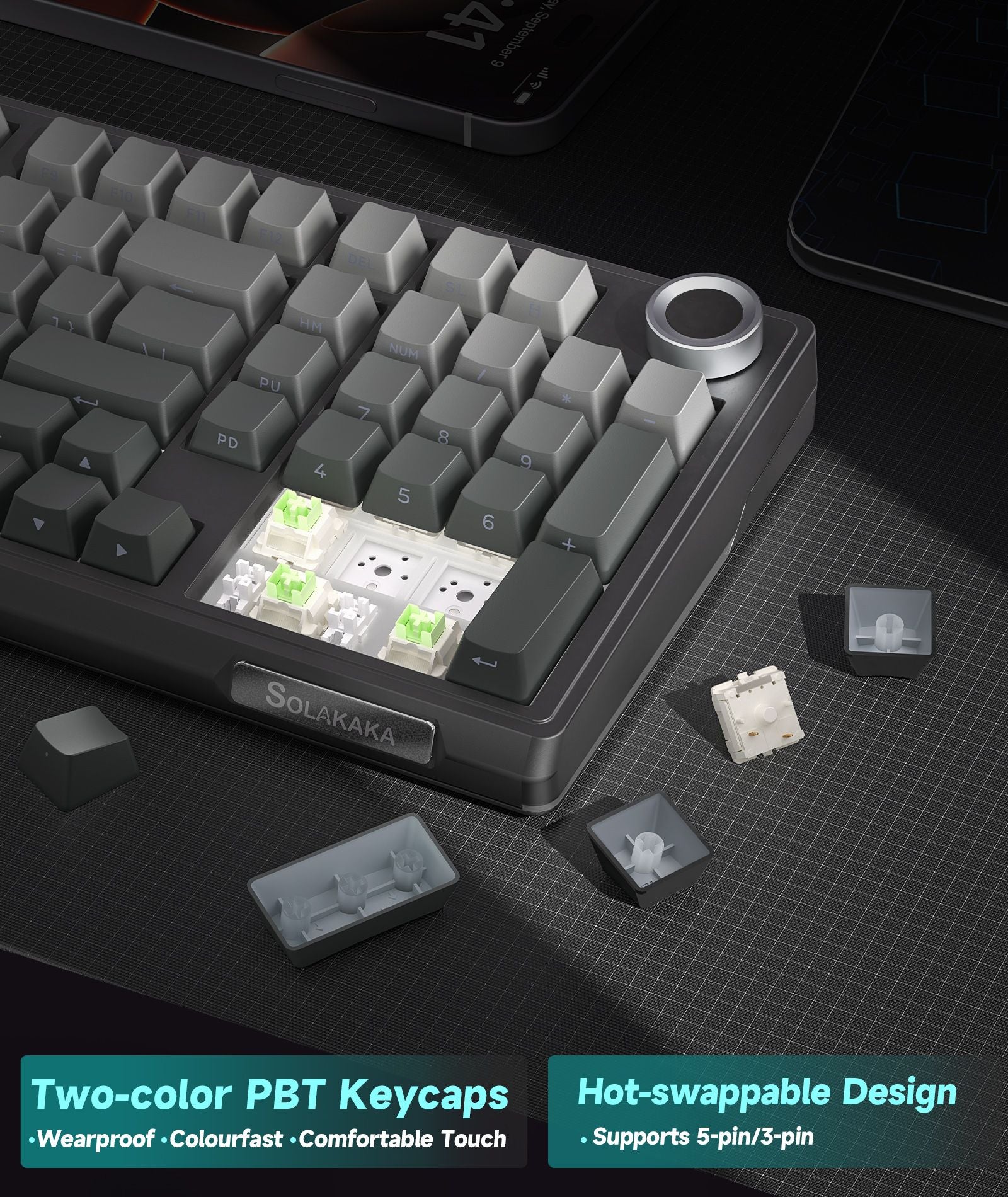 Solakaka Ki99pro 3-Mode RGB Mechanical Keyboard, Gradient-Gray V1300-KI99PRO-GRADIENT-GRAY