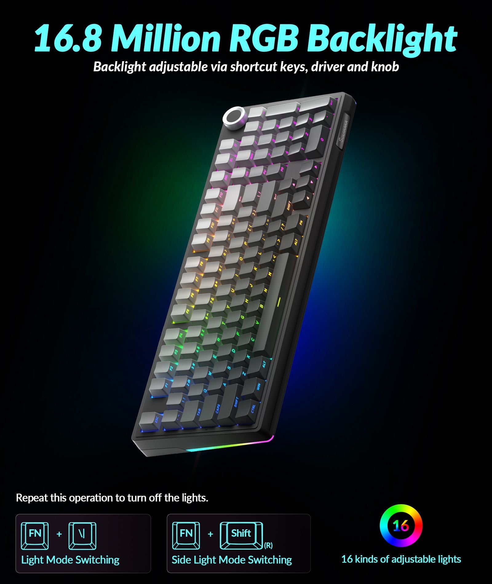 Solakaka Ki99pro 3-Mode RGB Mechanical Keyboard, Gradient-Gray V1300-KI99PRO-GRADIENT-GRAY