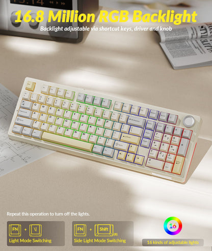 Solakaka Ki99pro 3-Mode RGB Mechanical Keyboard, Orange-White V1300-KI99PRO-ORANGE-WHITE
