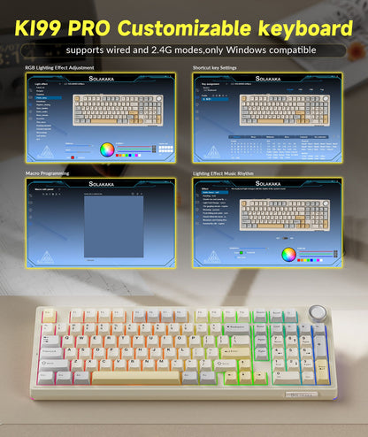 Solakaka Ki99pro 3-Mode RGB Mechanical Keyboard, Orange-White V1300-KI99PRO-ORANGE-WHITE
