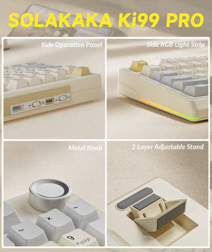 Solakaka Ki99pro 3-Mode RGB Mechanical Keyboard, Orange-White V1300-KI99PRO-ORANGE-WHITE