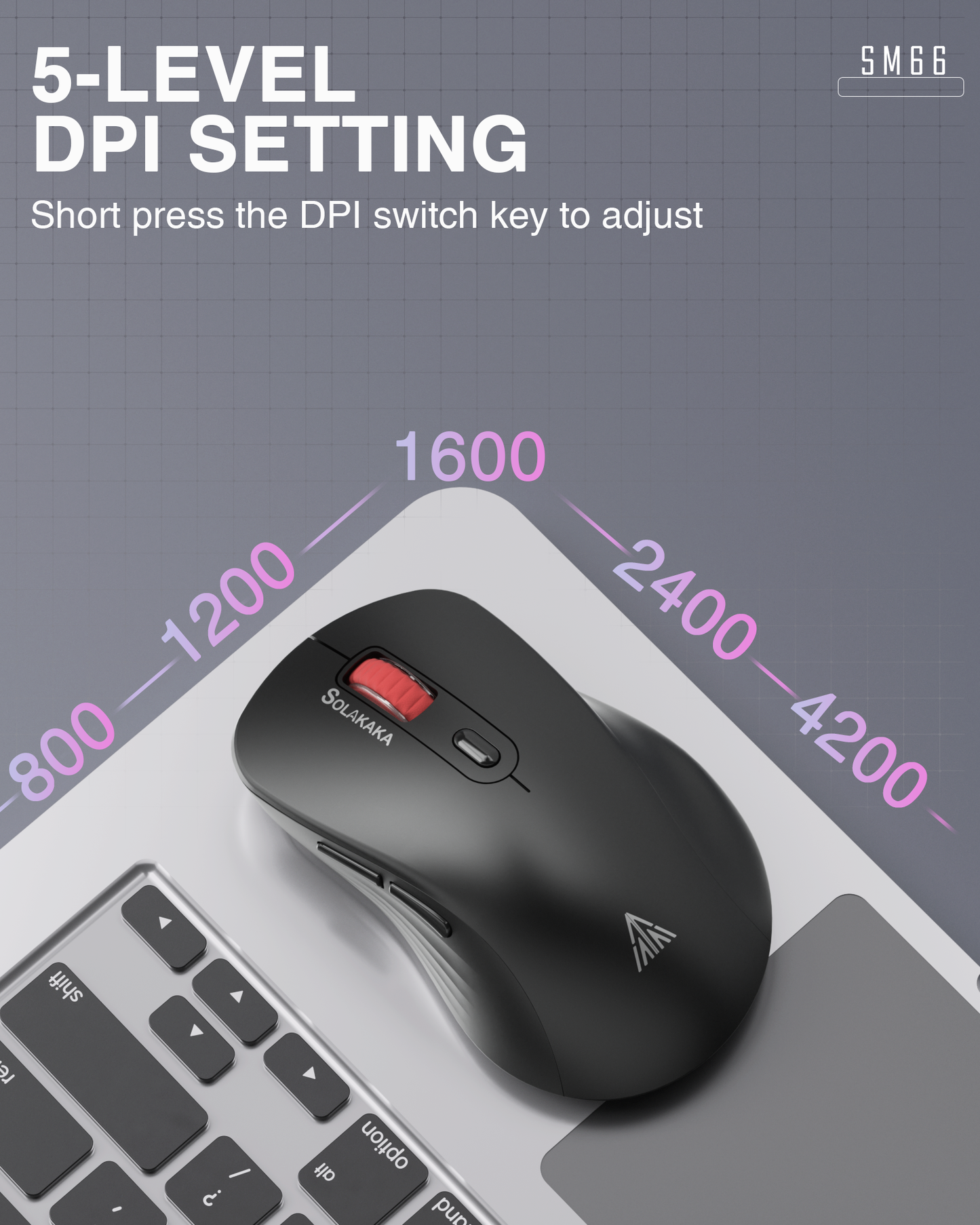 SM66 Dual Mode Wireless Gaming Mouse, Rechargeable RGB Ergonomic Mice with Adjustable DPI ,black V1300-SM66-BLACK