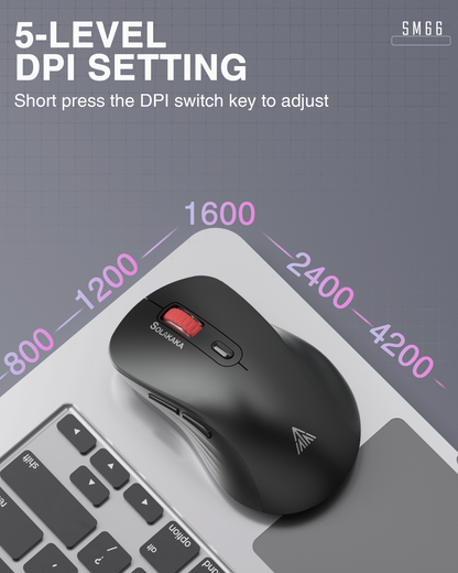 SM66 Dual Mode Wireless Gaming Mouse, Rechargeable RGB Ergonomic Mice with Adjustable DPI ,black V1300-SM66-BLACK