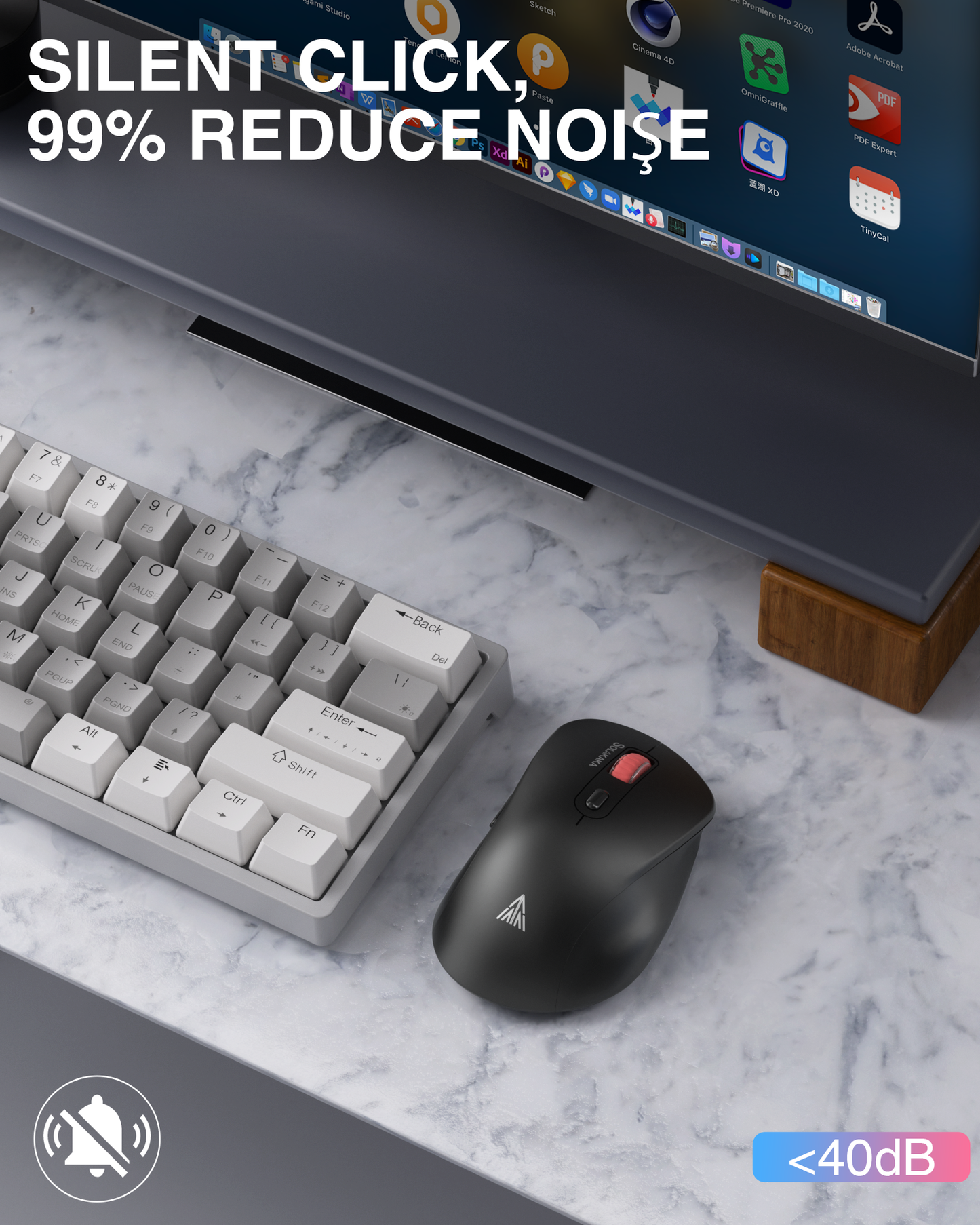 SM66 Dual Mode Wireless Gaming Mouse, Rechargeable RGB Ergonomic Mice with Adjustable DPI ,black V1300-SM66-BLACK