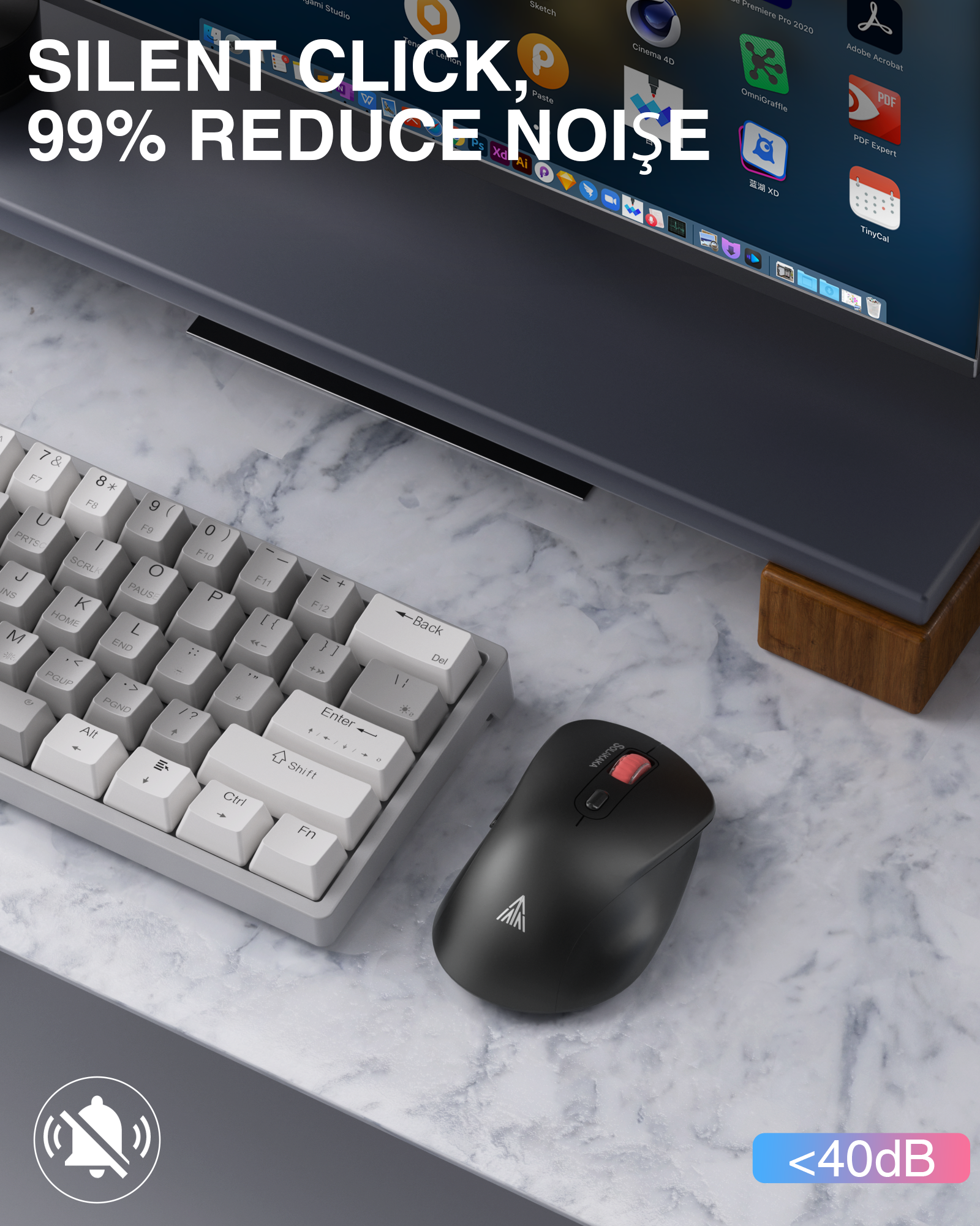SM66 Dual Mode Wireless Gaming Mouse, Rechargeable RGB Ergonomic Mice with Adjustable DPI ,black V1300-SM66-BLACK