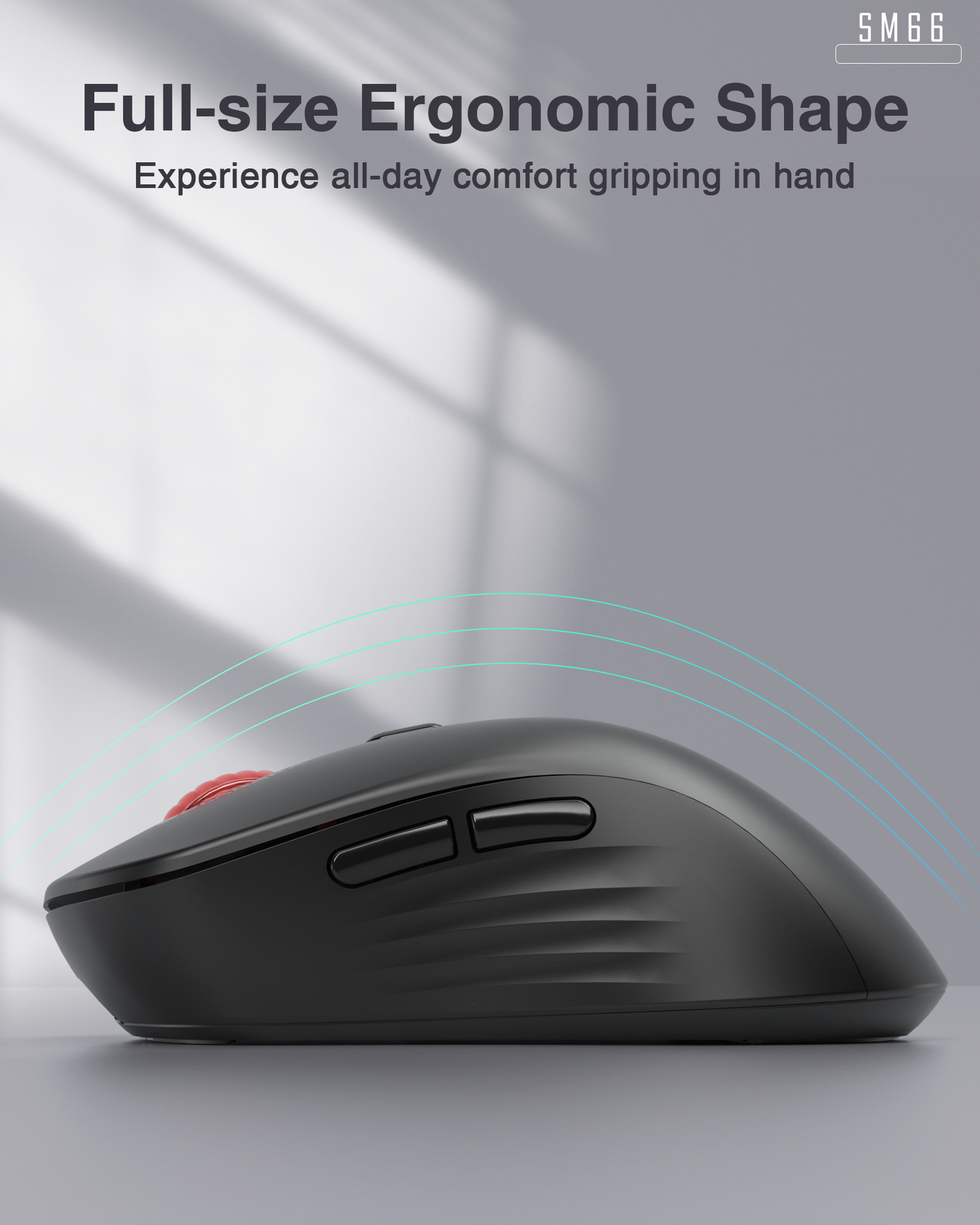 SM66 Dual Mode Wireless Gaming Mouse, Rechargeable RGB Ergonomic Mice with Adjustable DPI ,black V1300-SM66-BLACK