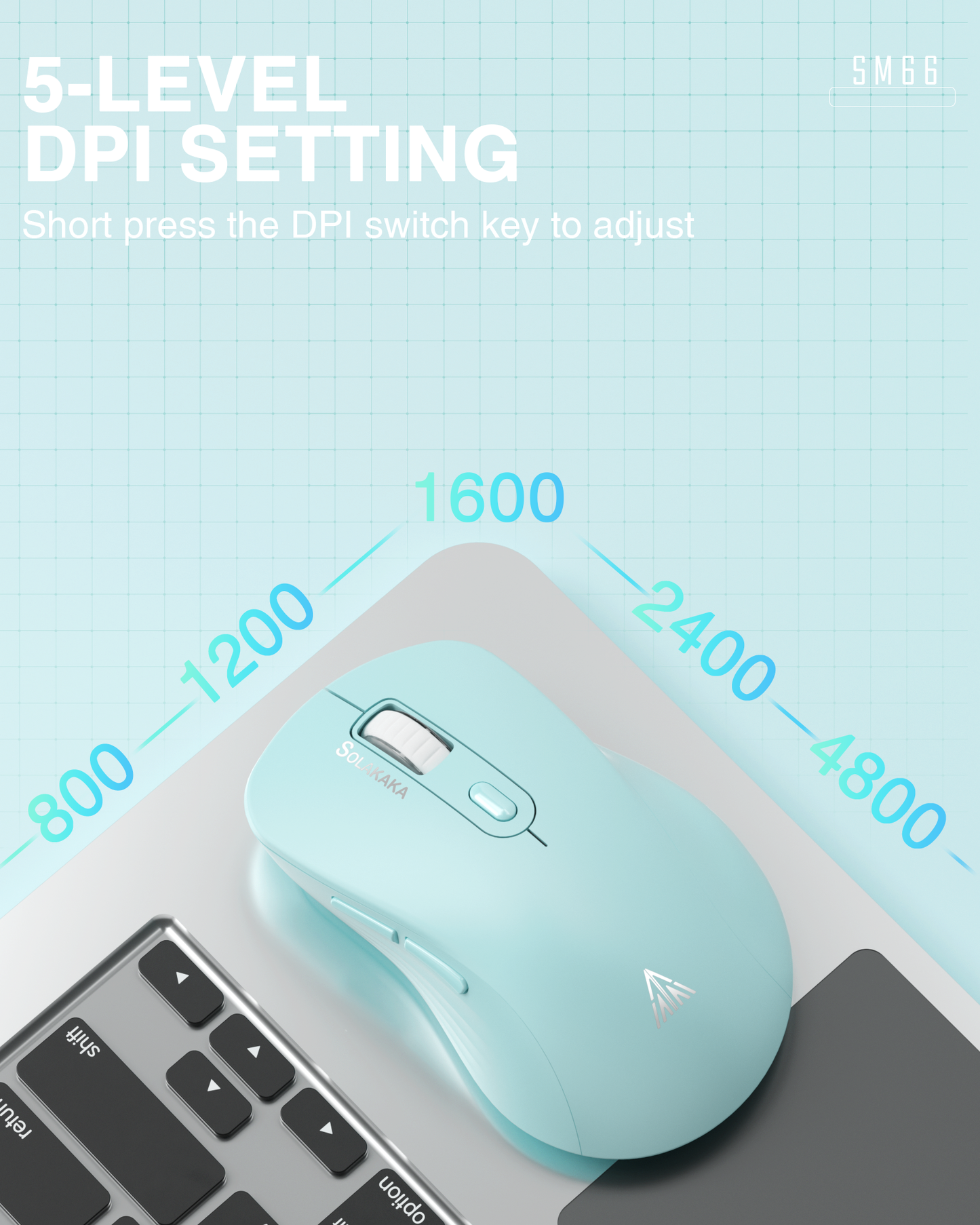 SM69 Dual Mode Wireless Gaming Mouse, Rechargeable RGB Ergonomic Mice with Adjustable DPI ,green V1300-SM66-GREEN