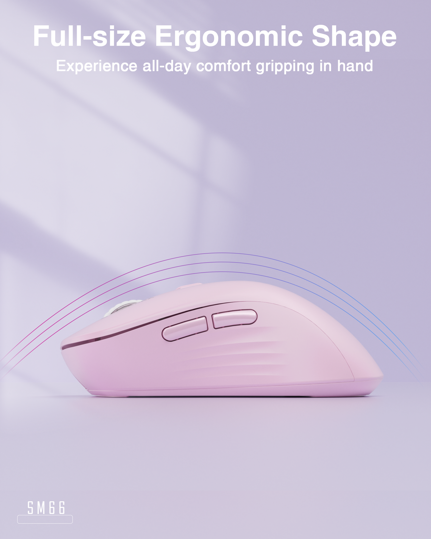 SM67 Dual Mode Wireless Gaming Mouse, Rechargeable RGB Ergonomic Mice with Adjustable DPI ,pink V1300-SM66-PINK