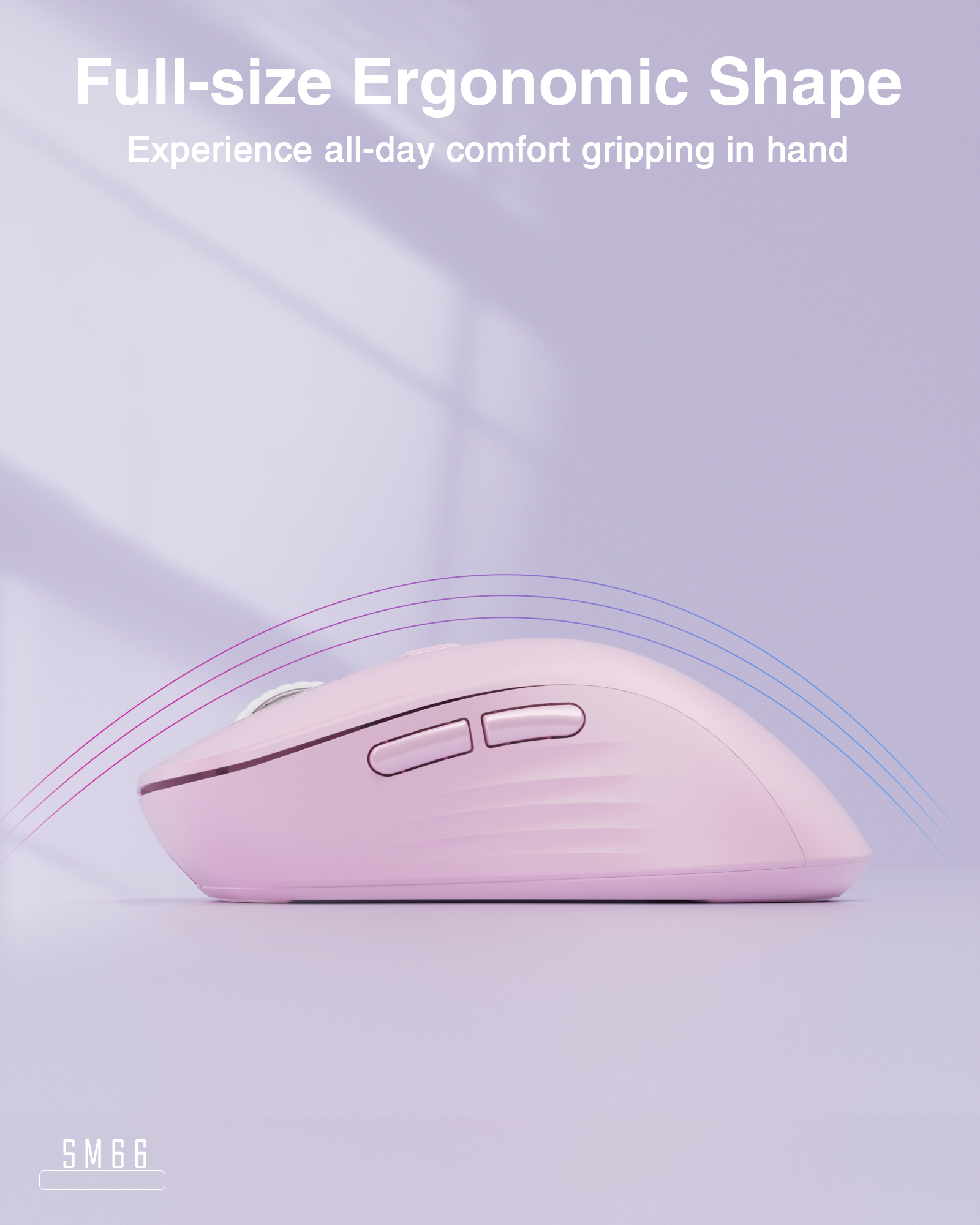 SM67 Dual Mode Wireless Gaming Mouse, Rechargeable RGB Ergonomic Mice with Adjustable DPI ,pink V1300-SM66-PINK