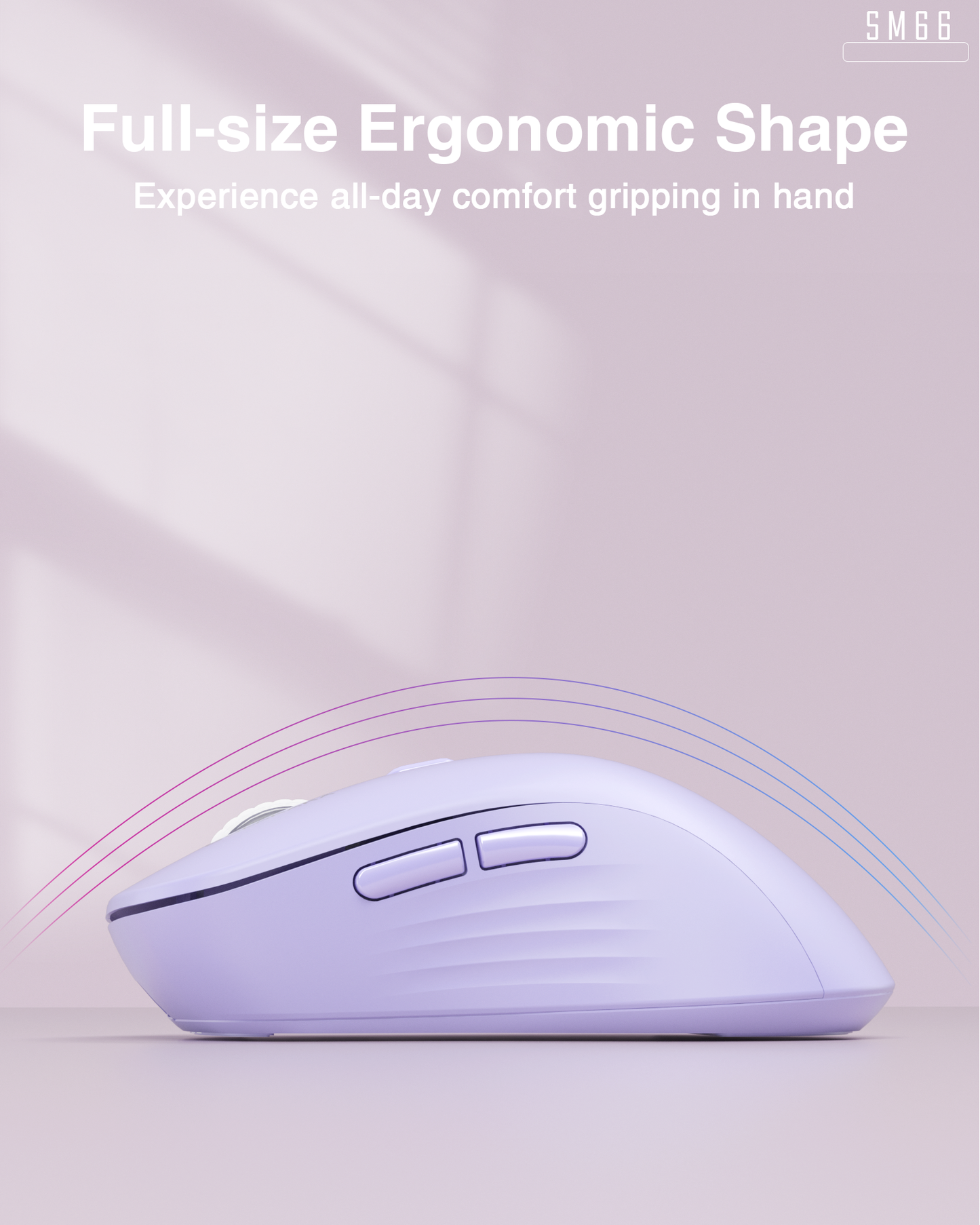 SM68 Dual Mode Wireless Gaming Mouse, Rechargeable RGB Ergonomic Mice with Adjustable DPI ,purple V1300-SM66-PURPLE
