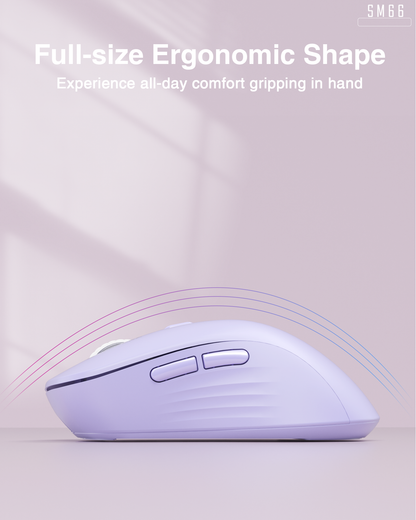 SM68 Dual Mode Wireless Gaming Mouse, Rechargeable RGB Ergonomic Mice with Adjustable DPI ,purple V1300-SM66-PURPLE
