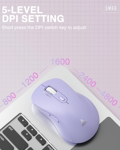 SM68 Dual Mode Wireless Gaming Mouse, Rechargeable RGB Ergonomic Mice with Adjustable DPI ,purple V1300-SM66-PURPLE