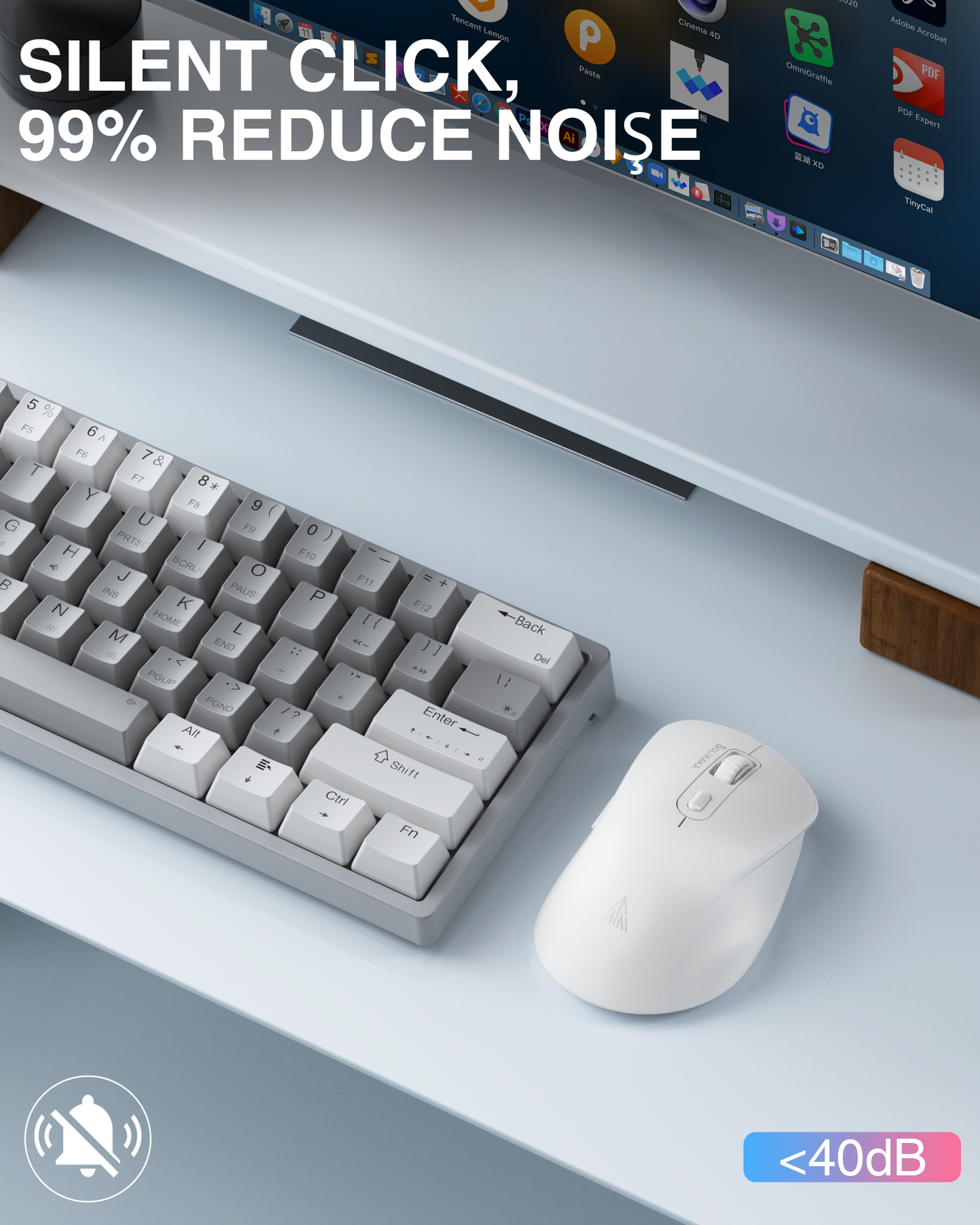 SM66 Dual Mode Wireless Gaming Mouse, Rechargeable RGB Ergonomic Mice with Adjustable DPI ,white V1300-SM66-WHITE