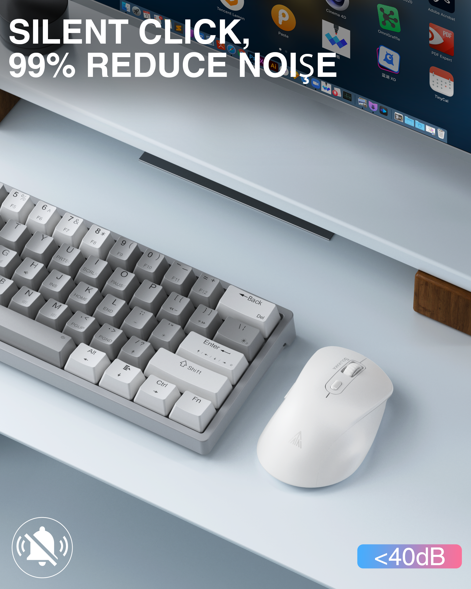 SM66 Dual Mode Wireless Gaming Mouse, Rechargeable RGB Ergonomic Mice with Adjustable DPI ,white V1300-SM66-WHITE