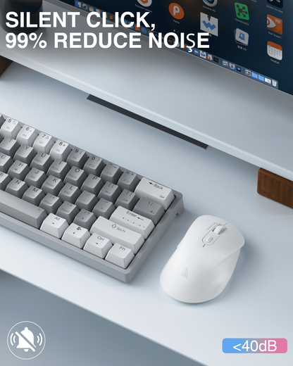 SM66 Dual Mode Wireless Gaming Mouse, Rechargeable RGB Ergonomic Mice with Adjustable DPI ,white V1300-SM66-WHITE