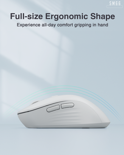 SM66 Dual Mode Wireless Gaming Mouse, Rechargeable RGB Ergonomic Mice with Adjustable DPI ,white V1300-SM66-WHITE