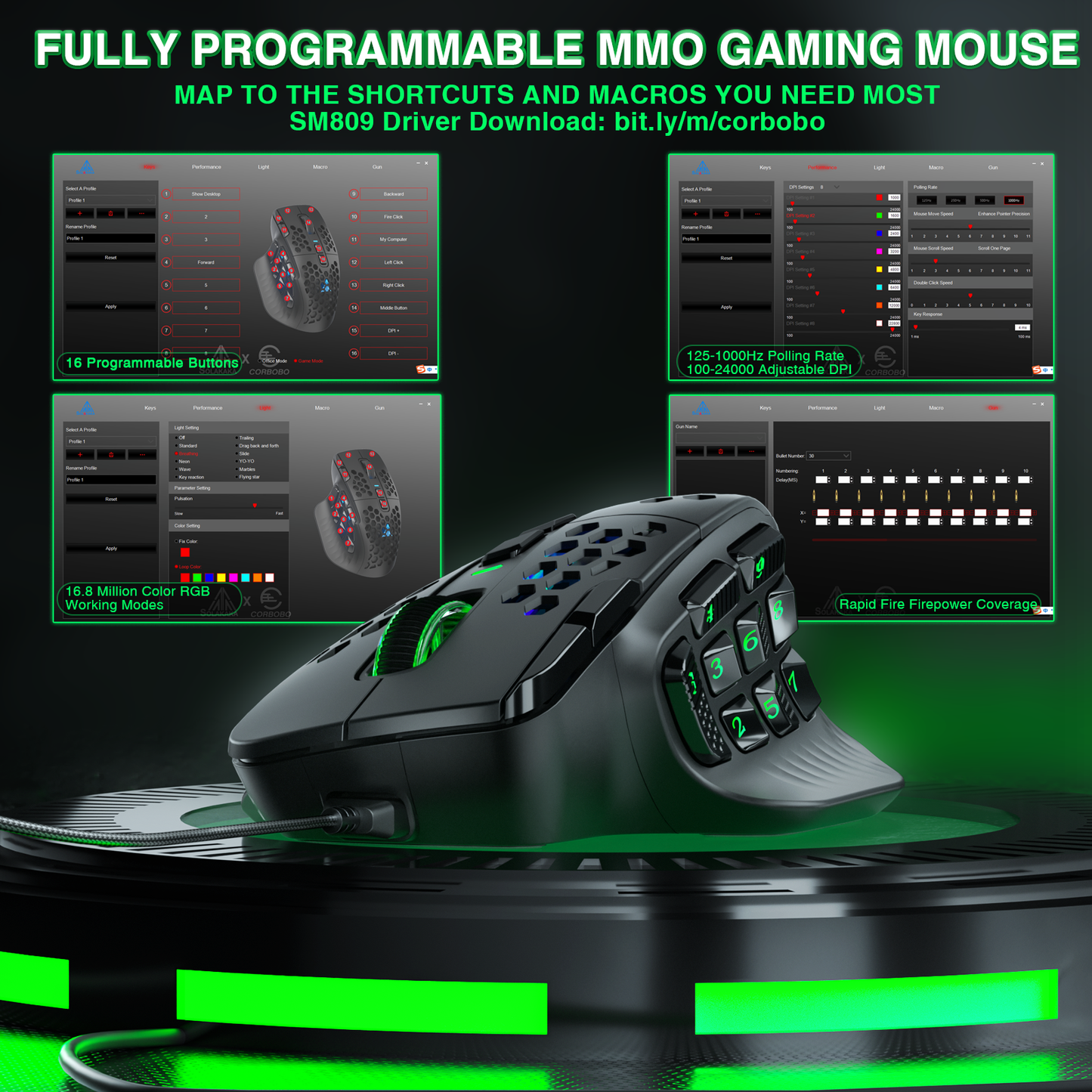 SOLAKAKA SM809 Wired MMO Gaming Mouse V1300-SM809