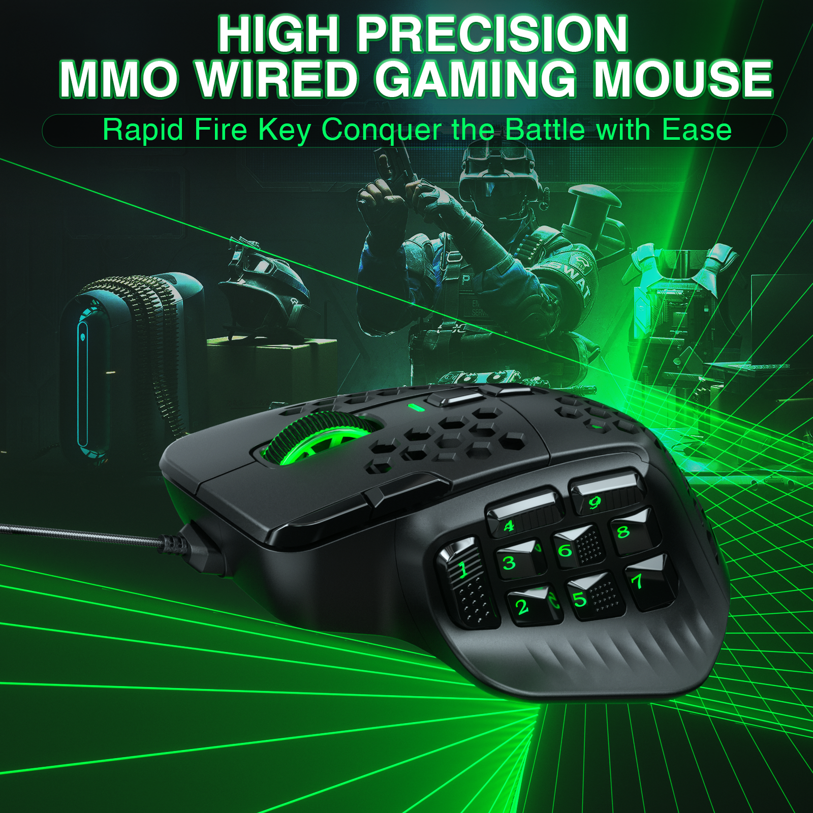 SOLAKAKA SM809 Wired MMO Gaming Mouse V1300-SM809