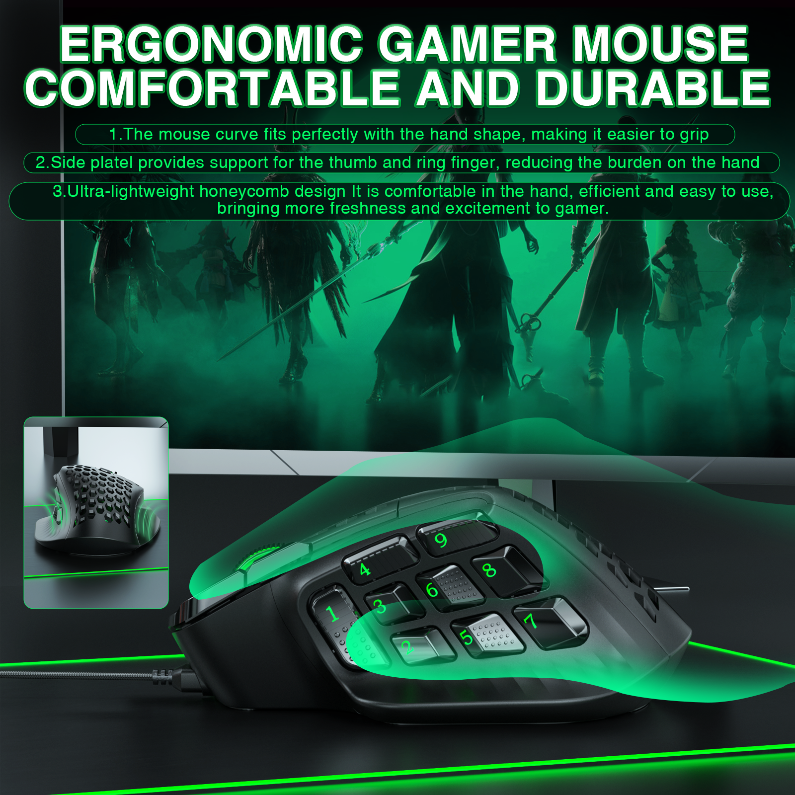 SOLAKAKA SM809 Wired MMO Gaming Mouse V1300-SM809