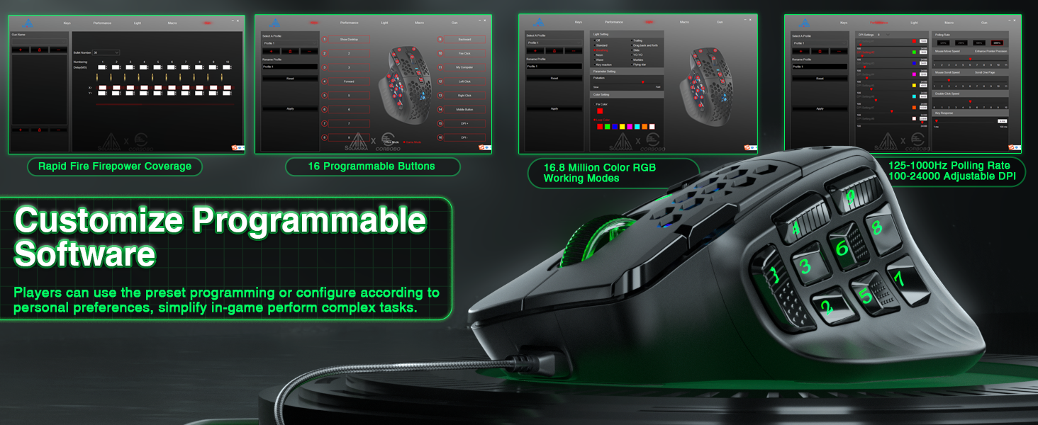 SOLAKAKA SM809 Wired MMO Gaming Mouse V1300-SM809