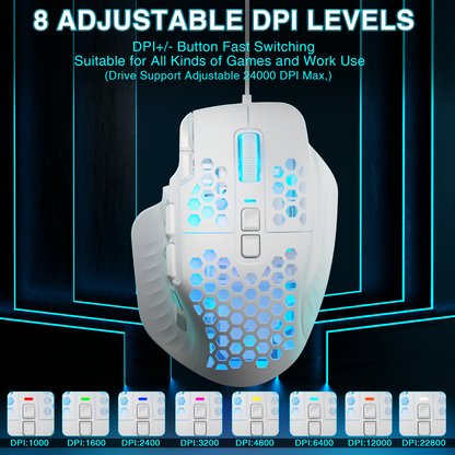 SOLAKAKA SM809 Pro Wireless Gaming Mouse, white V1300-SM809-WHITE