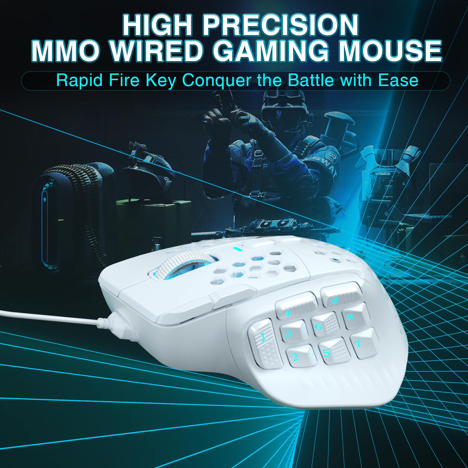 SOLAKAKA SM809 Pro Wireless Gaming Mouse, white V1300-SM809-WHITE