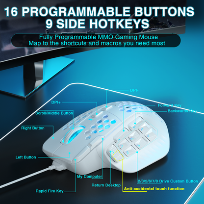 SOLAKAKA SM809 Pro Wireless Gaming Mouse, white V1300-SM809-WHITE