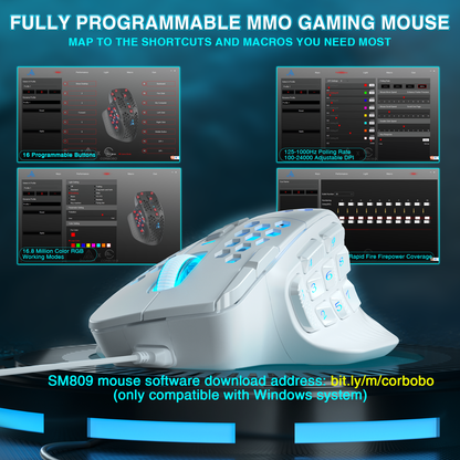 SOLAKAKA SM809 Pro Wireless Gaming Mouse, white V1300-SM809-WHITE