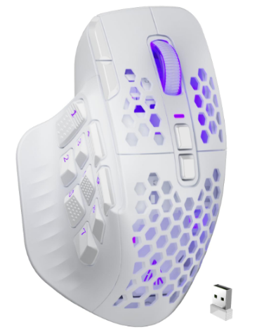 SM809pro Tri-Mode MM0 Wireless Gaming Mouse, Adjustable DPI RGB Backlight,white V1300-SM809PRO-WHITE