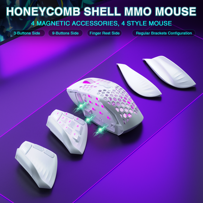 SM809pro Tri-Mode MM0 Wireless Gaming Mouse, Adjustable DPI RGB Backlight,white V1300-SM809PRO-WHITE