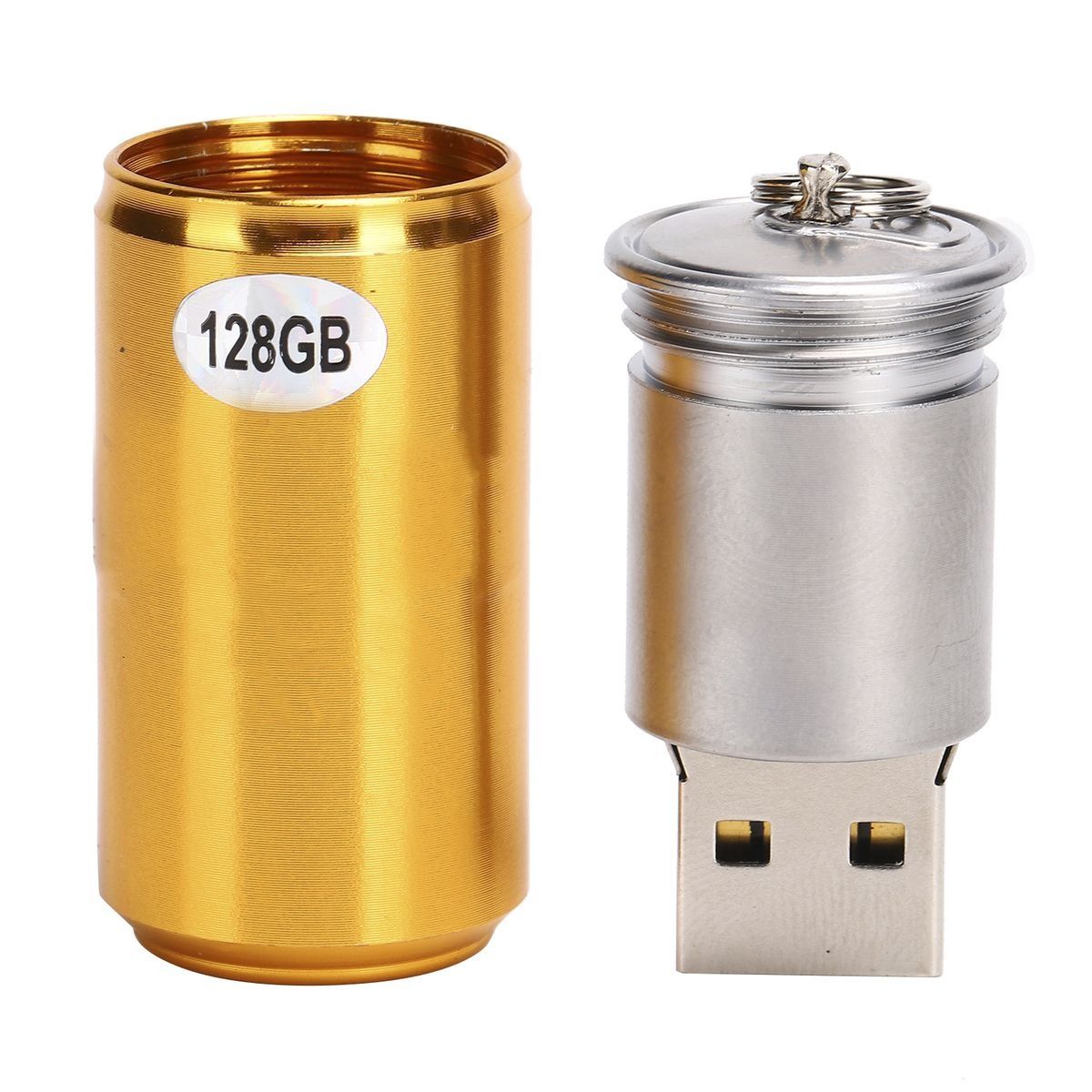 Unique Can Shaped U Disk Fashionable Portable USB Flash Drive Brass Yellow V1301-98731058