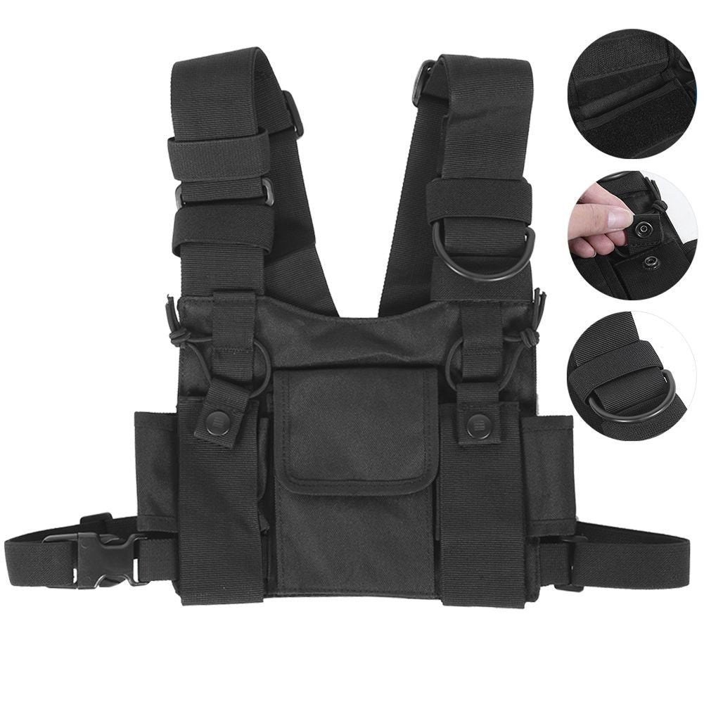 Walkie Talkie Chest Front Pack Pouch Tactics Outdoor Vest Rig Carry Bag V1301-98881061