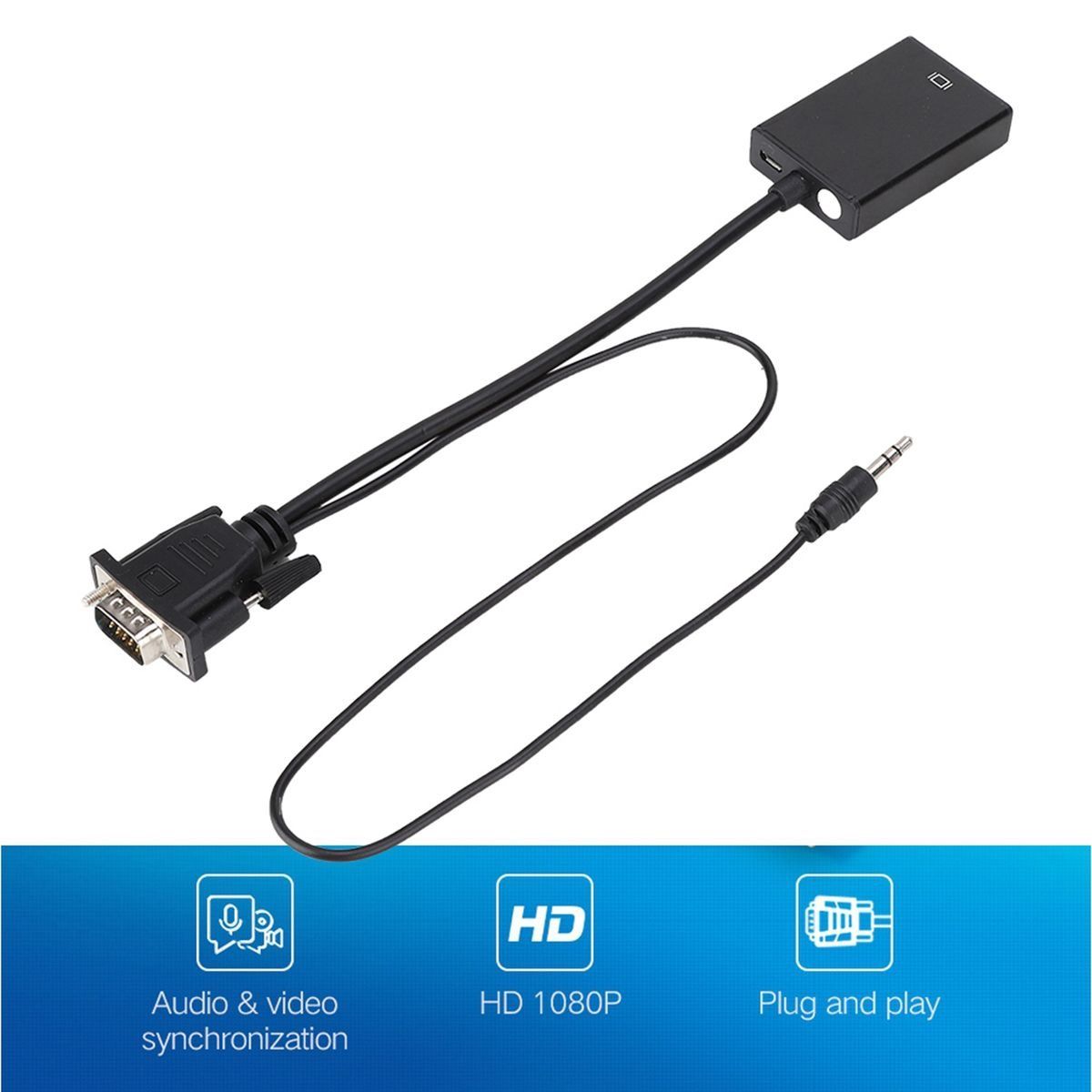 VGA to HDMI Adapter With Audio For Projector PC HDTV 1080P V1301-98940358