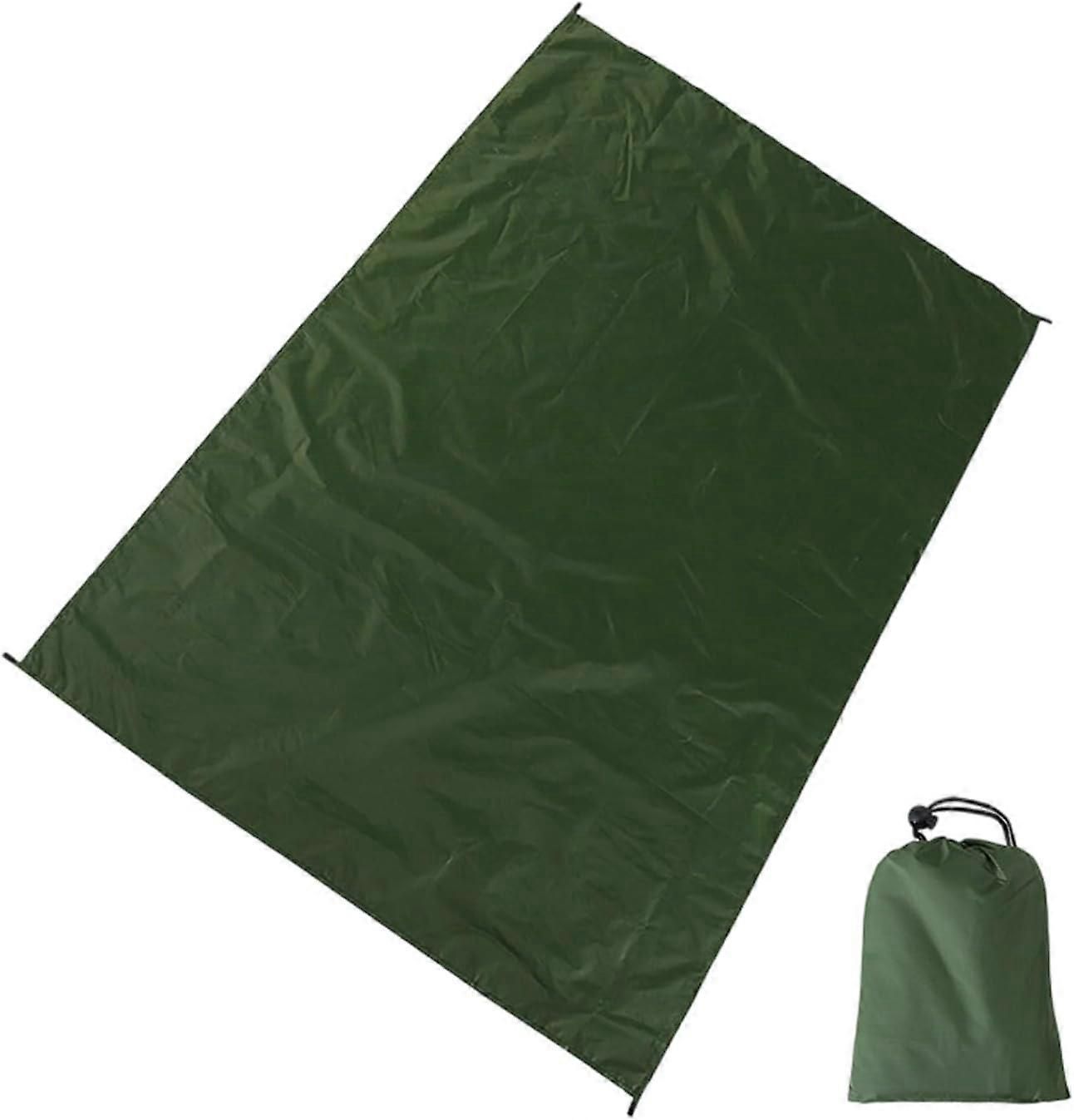 Camping Ground Sheet Waterproof Silver Coated Sunlight Resistant Quick Dry Outdoor Mat - Green 230*210cm