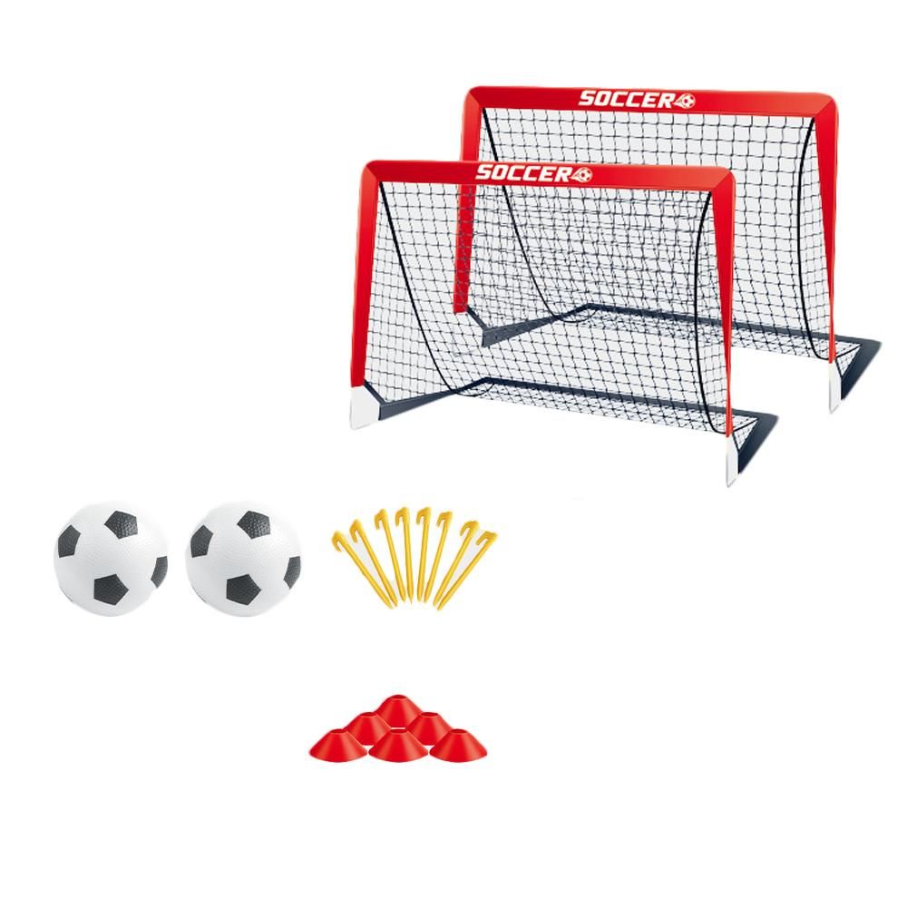 Soccer Goals for Backyard Set Outdoor Sports Games - Red Goal Frame with White Net V1308-DSZKI-104-1