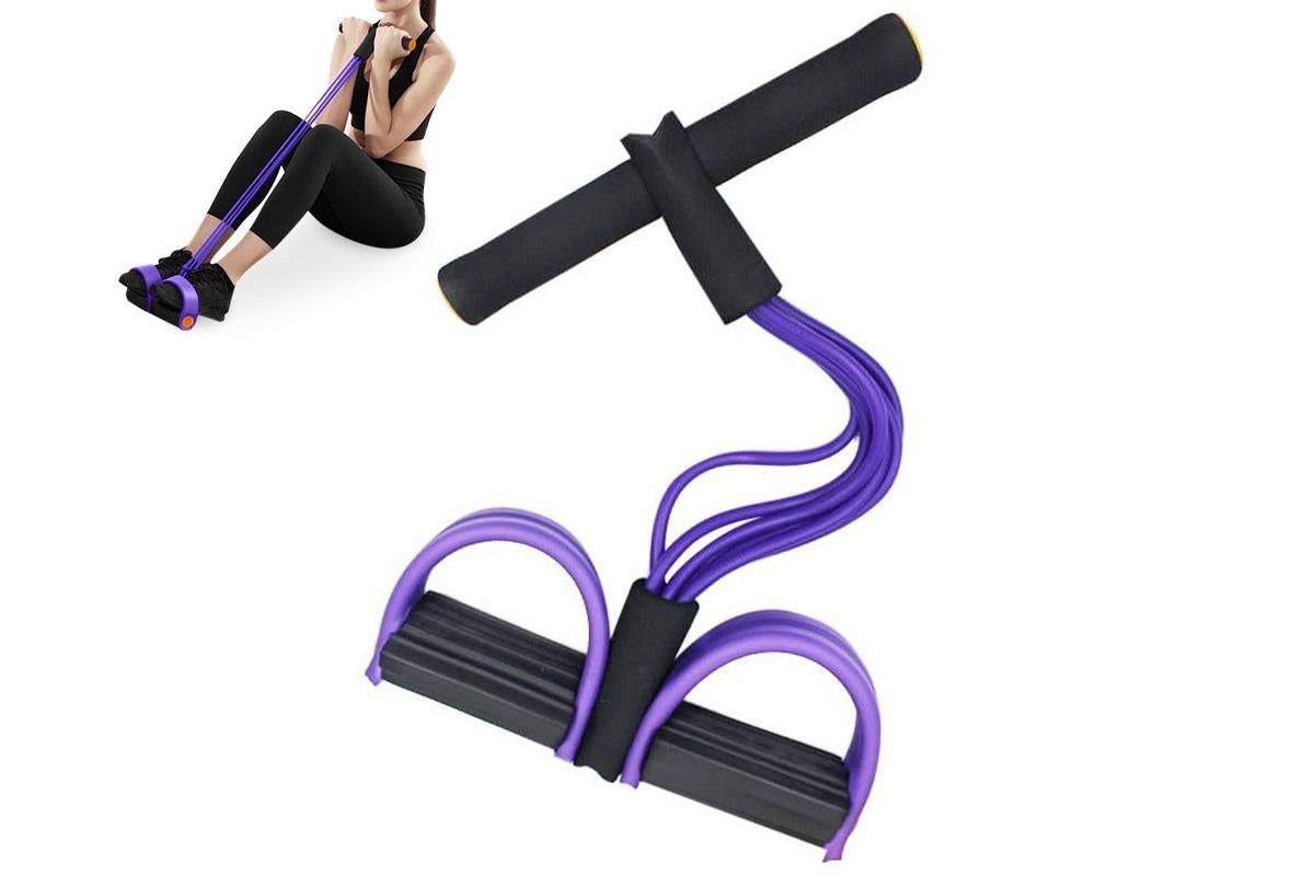 6 Tube Resistance Band Ankle Puller Foot Pedal Fitness Exercise Rope - Purple V1308-DSZKI-105-1