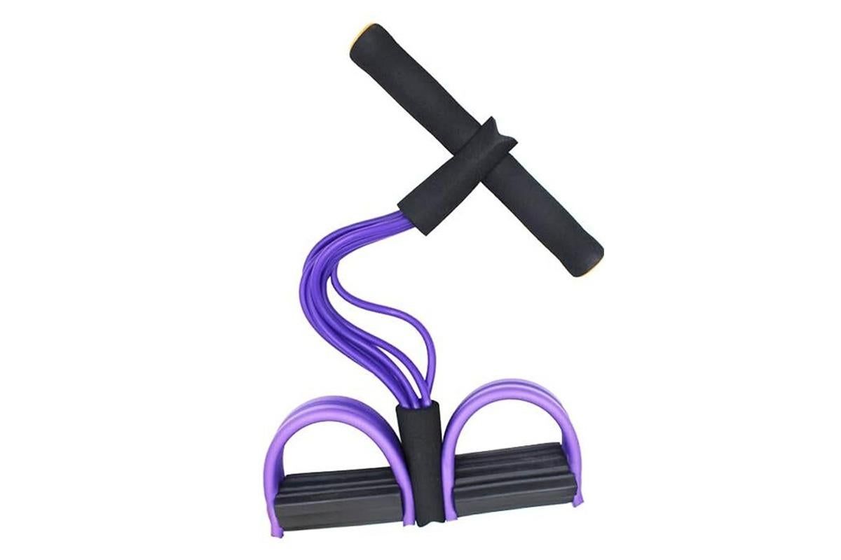 6 Tube Resistance Band Ankle Puller Foot Pedal Fitness Exercise Rope - Purple V1308-DSZKI-105-1