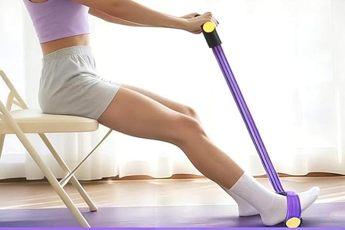 6 Tube Resistance Band Ankle Puller Foot Pedal Fitness Exercise Rope - Purple V1308-DSZKI-105-1