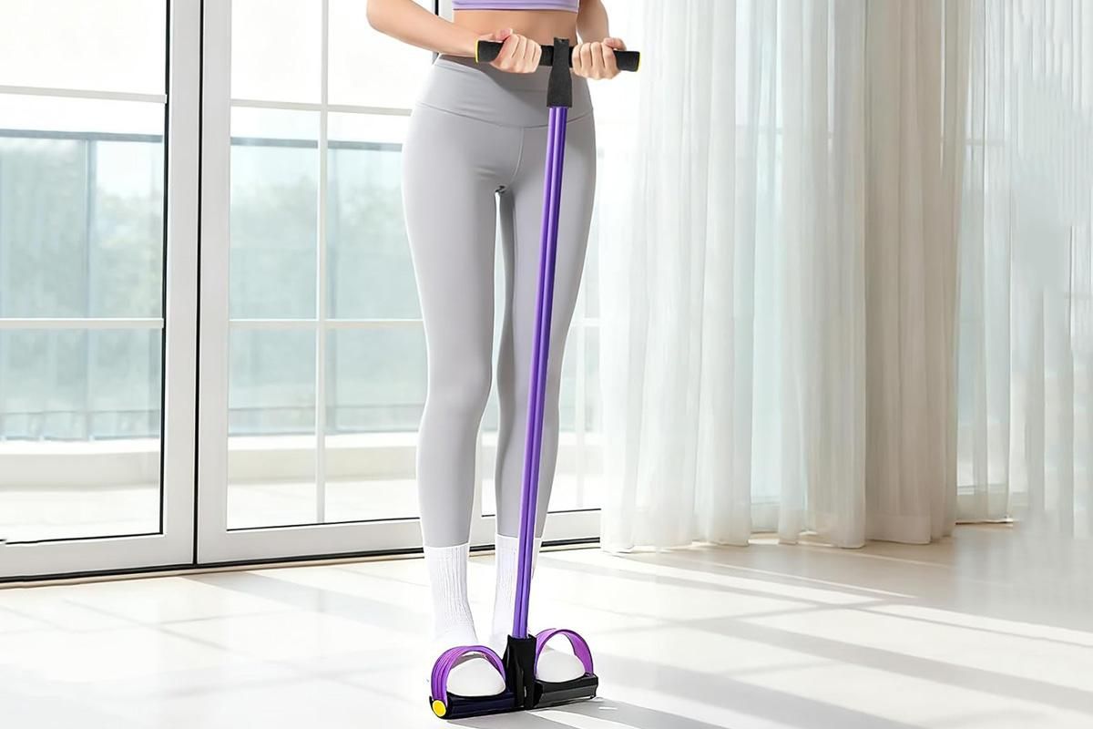 6 Tube Resistance Band Ankle Puller Foot Pedal Fitness Exercise Rope - Purple V1308-DSZKI-105-1