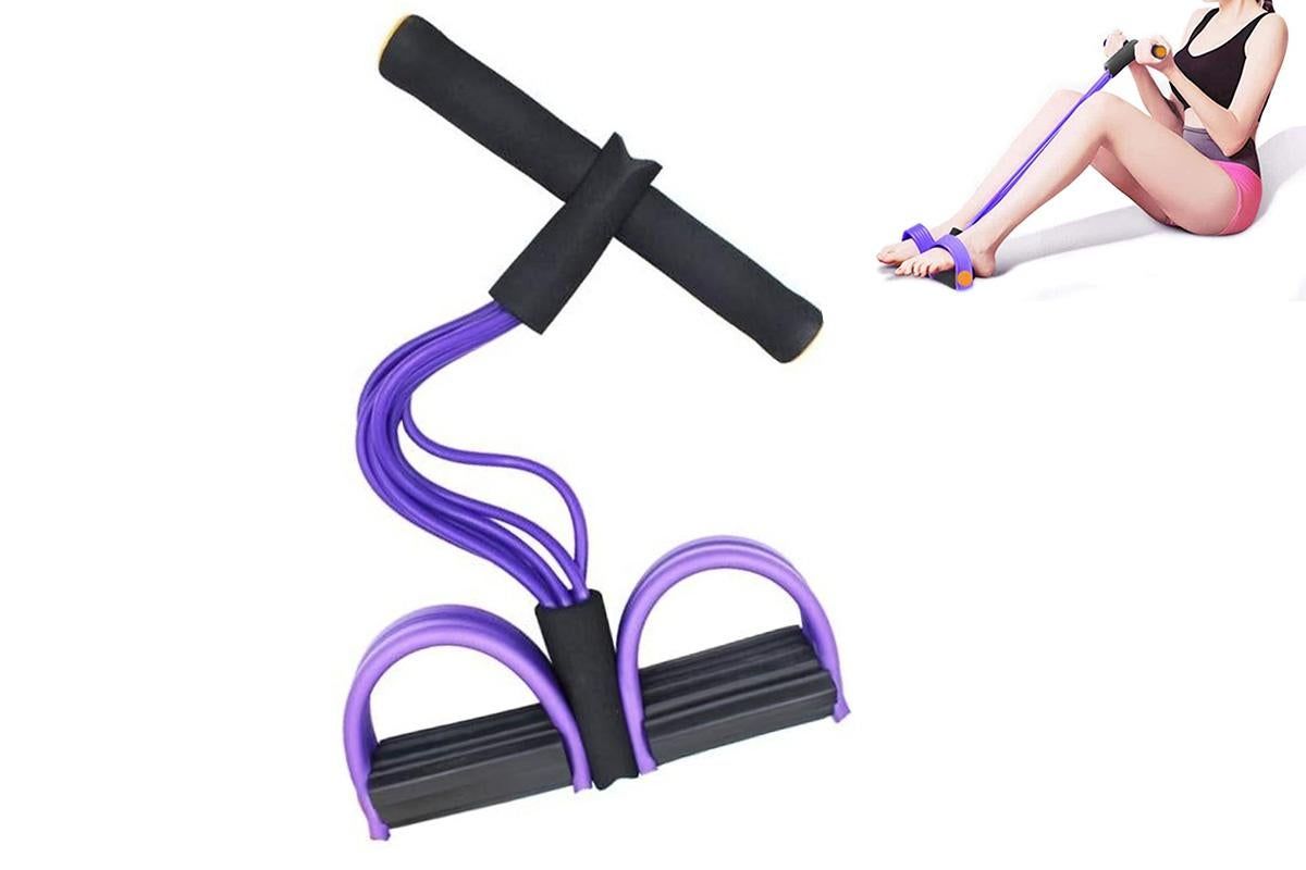6 Tube Resistance Band Ankle Puller Foot Pedal Fitness Exercise Rope - Purple V1308-DSZKI-105-1