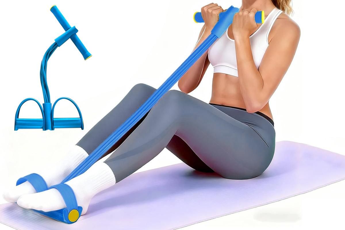 6 Tube Resistance Band Ankle Puller Foot Pedal Fitness Exercise Rope - Blue V1308-DSZKI-105-2