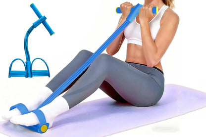 6 Tube Resistance Band Ankle Puller Foot Pedal Fitness Exercise Rope - Blue V1308-DSZKI-105-2