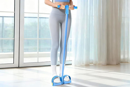 6 Tube Resistance Band Ankle Puller Foot Pedal Fitness Exercise Rope - Blue V1308-DSZKI-105-2