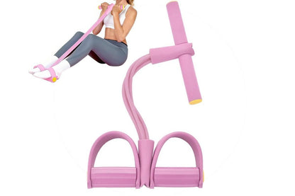 6 Tube Resistance Band Ankle Puller Foot Pedal Fitness Exercise Rope - Pink V1308-DSZKI-105-3