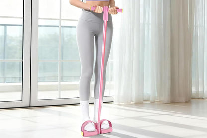 6 Tube Resistance Band Ankle Puller Foot Pedal Fitness Exercise Rope - Pink V1308-DSZKI-105-3