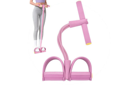6 Tube Resistance Band Ankle Puller Foot Pedal Fitness Exercise Rope - Pink V1308-DSZKI-105-3
