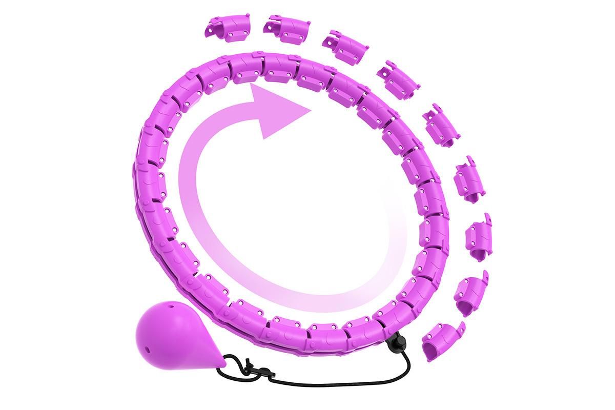 32 Section Weighted Hula Hoop with Massage Rollers - Purple V1308-DSZKI-109-1